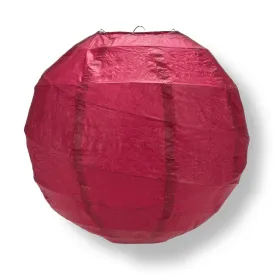 12" Velvet Red Round Paper Lantern, Crisscross Ribbing, Chinese Hanging Wedding & Party Decoration