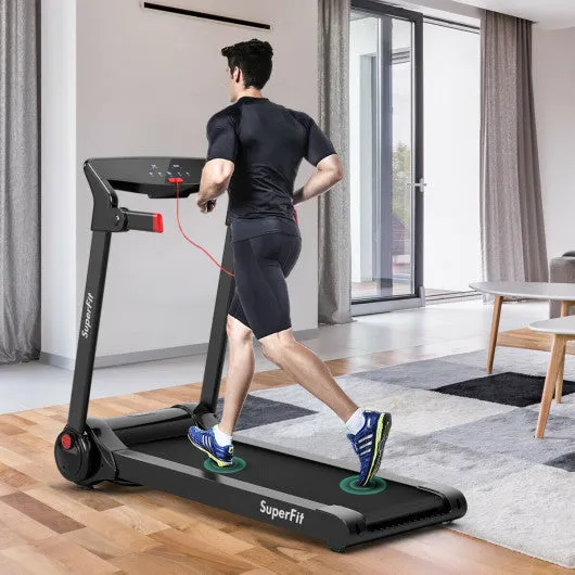 3HP Electric Folding Treadmill with Bluetooth Speaker-Red