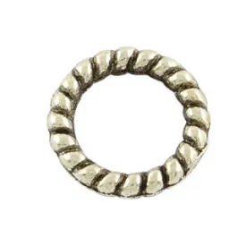 Antique Silver Pewter Rope Closed Jump Ring 9.5mm (100 pcs)