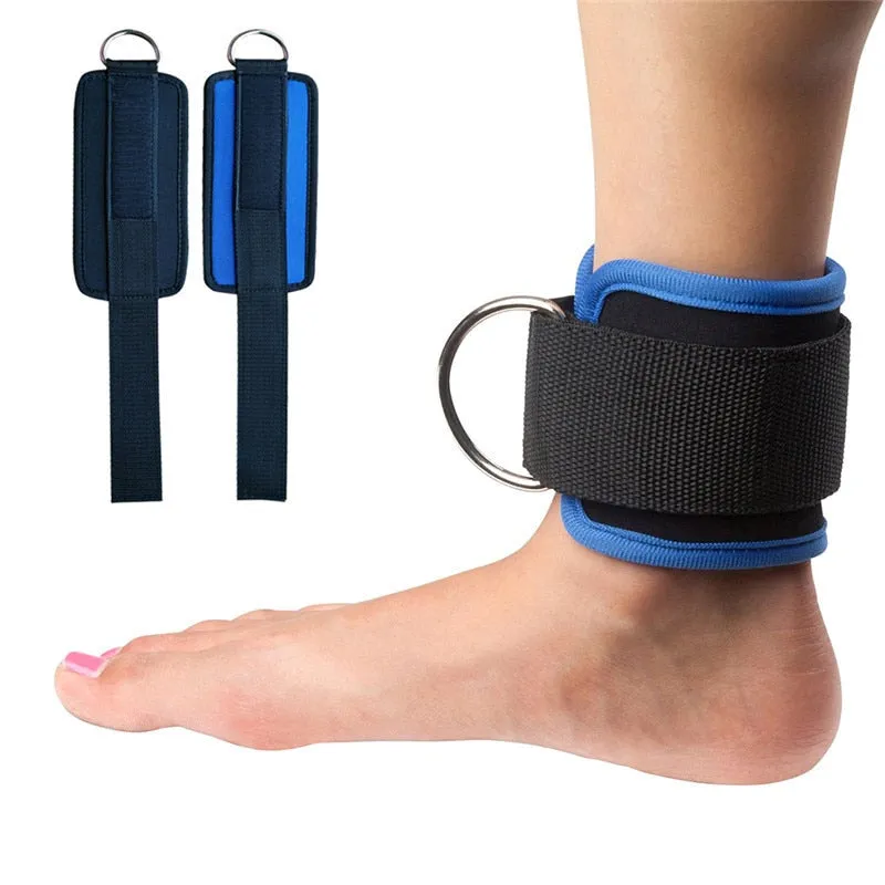 Blue Resistance Band D-ring Ankle Straps with Durable Cuffs