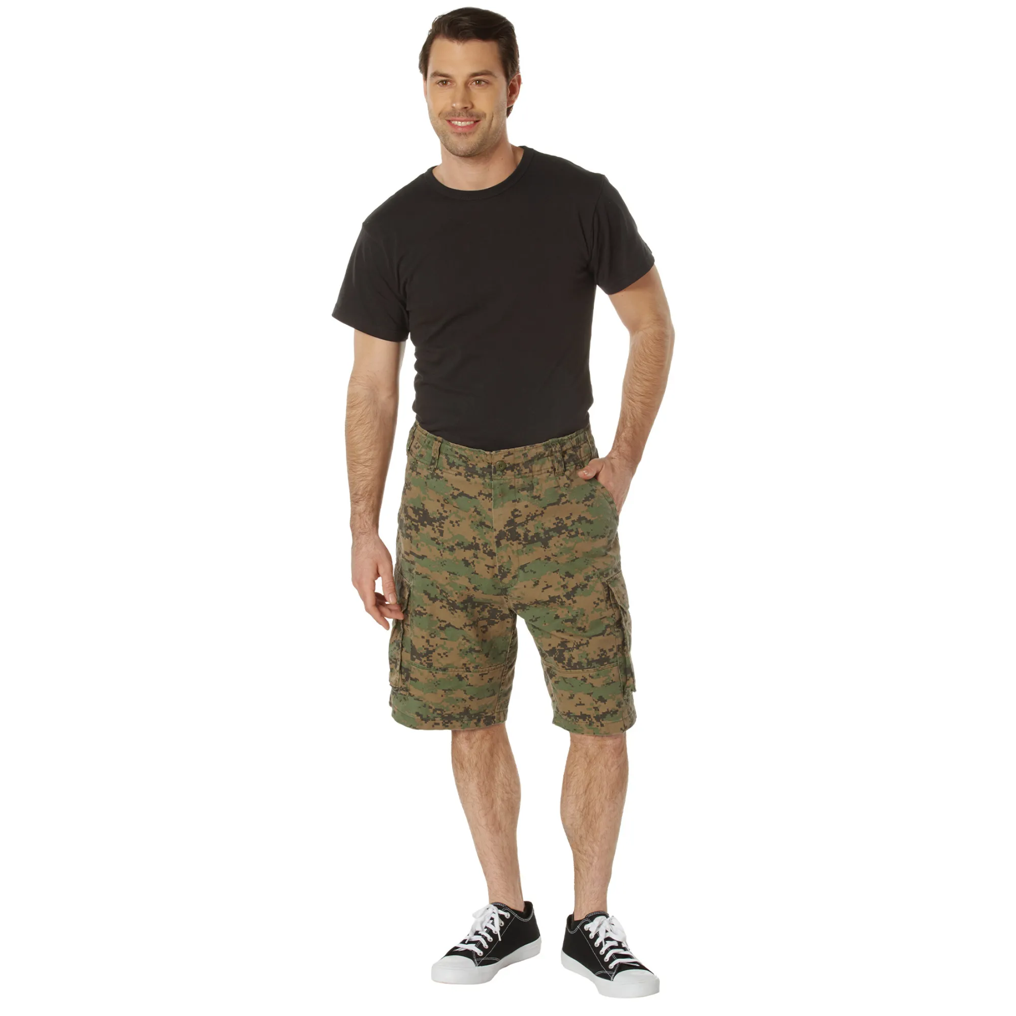 Digital Woodland Camouflage - Military Vintage Paratrooper Cargo Shorts