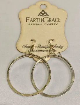 Earth Grace Medium Hammered Sterling Silver Hoops