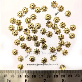 Golden bead caps 8 mm metal beadcaps  MBCG29 10 gm