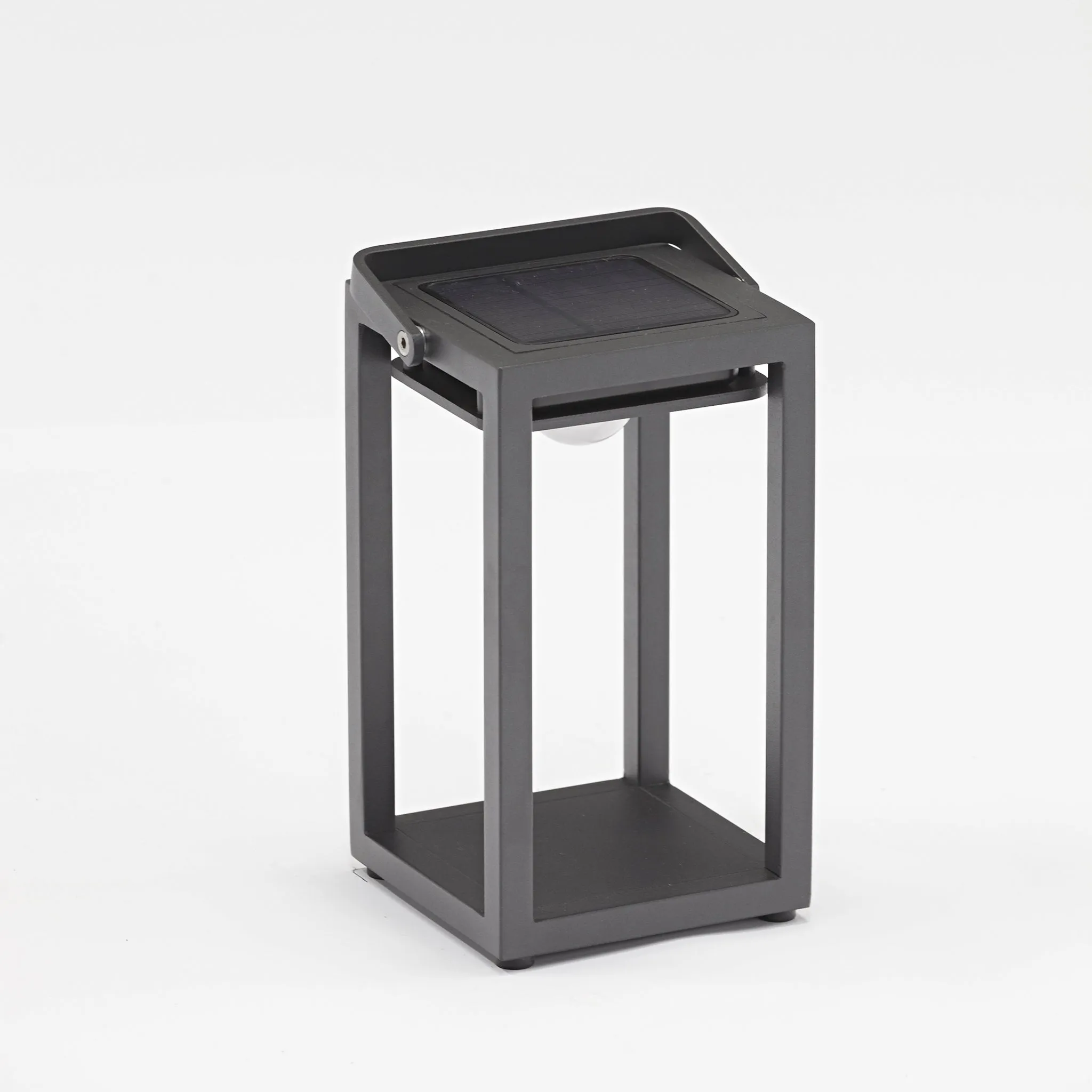 Luxor Small Table Outdoor and Indoor Solar Lantern In Charcoal