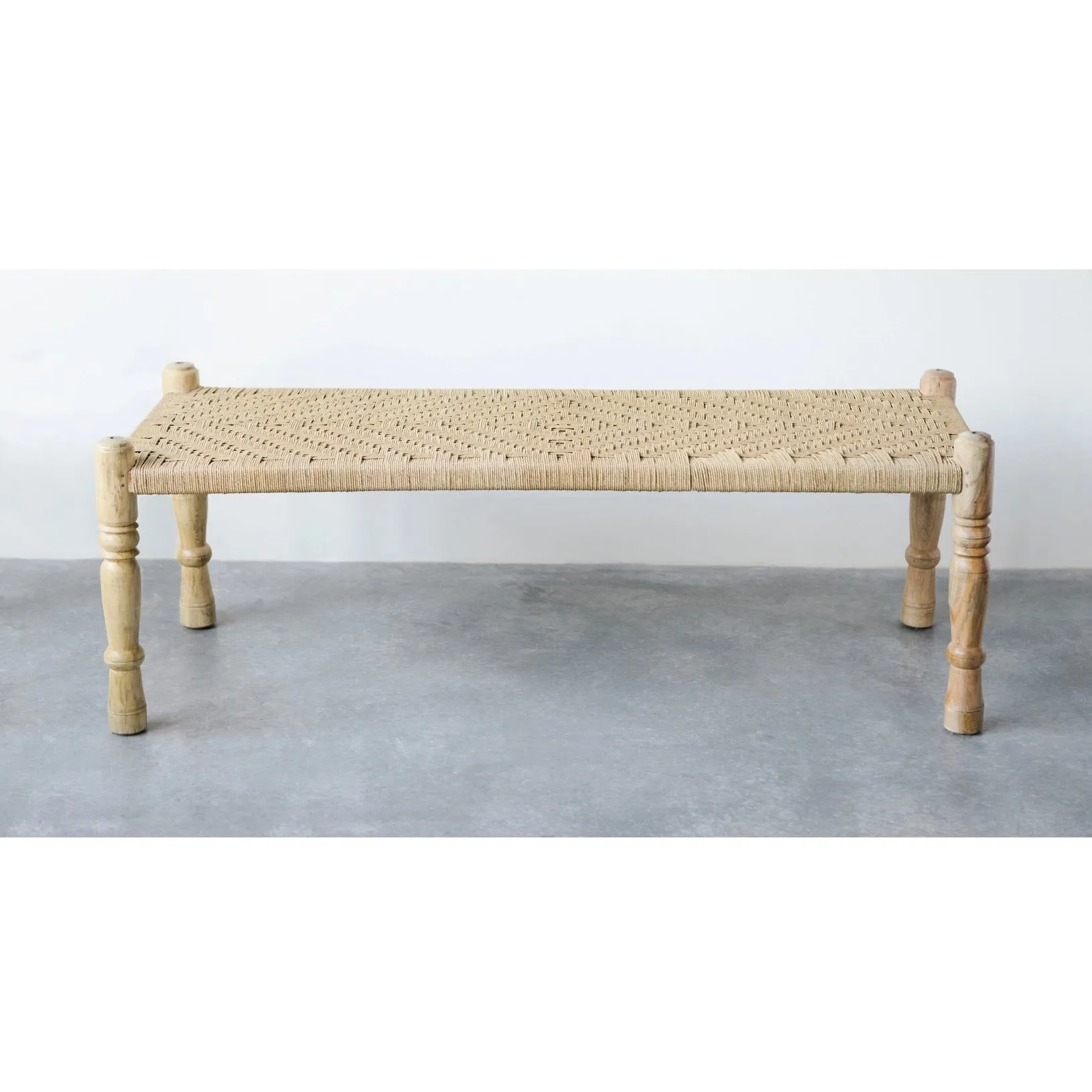 Mango Wood Rope Bench