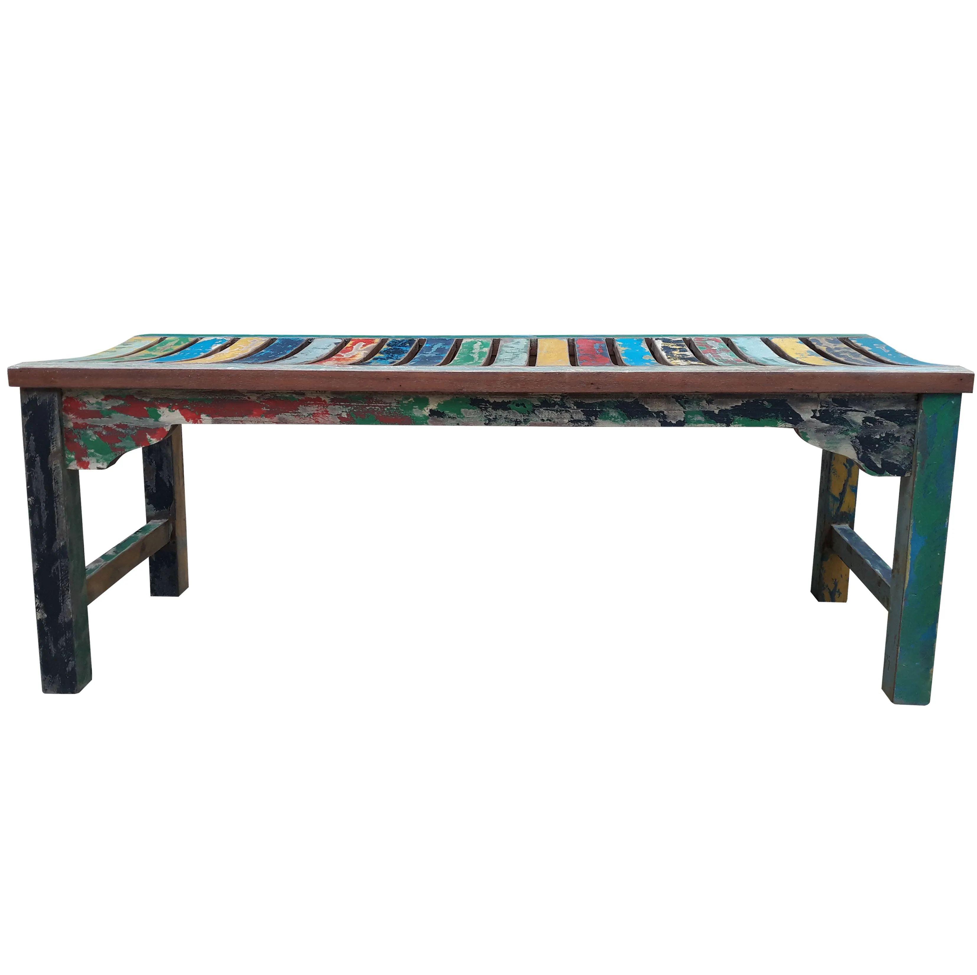 Marina del Rey Backless Dining Bench made from Recycled Teak Wood Boats, 4 foot