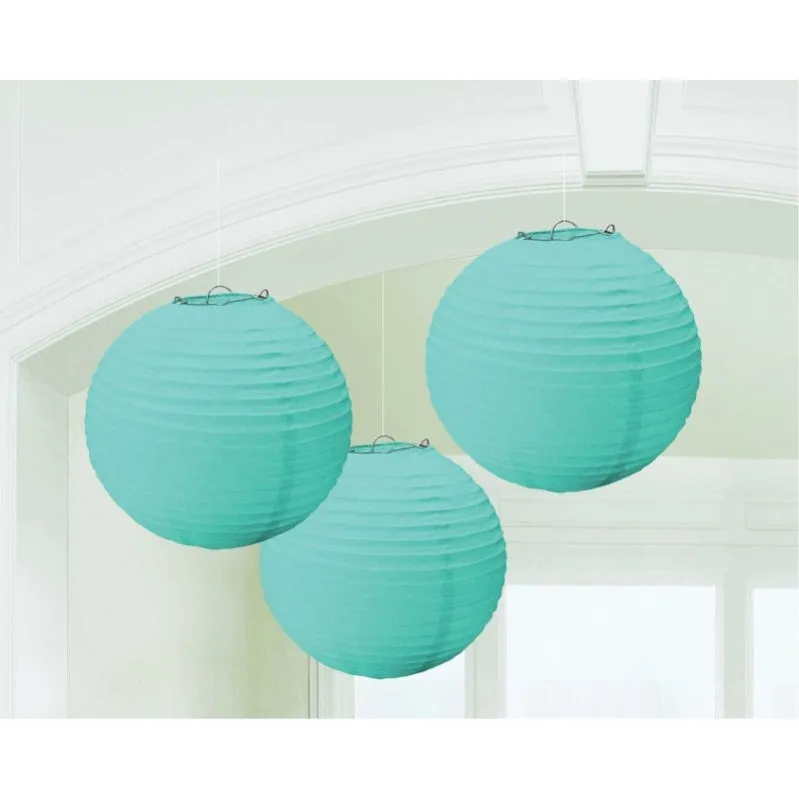 Robin Egg Blue Round Paper Lanterns 3pk 24cm