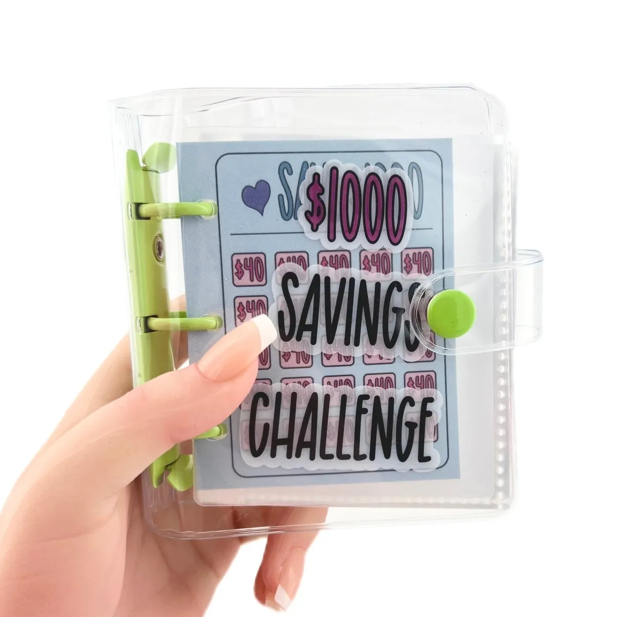 Saving Challenge Book $1000, 3 Ring Binder Clear Cover Money Saving Binder Book