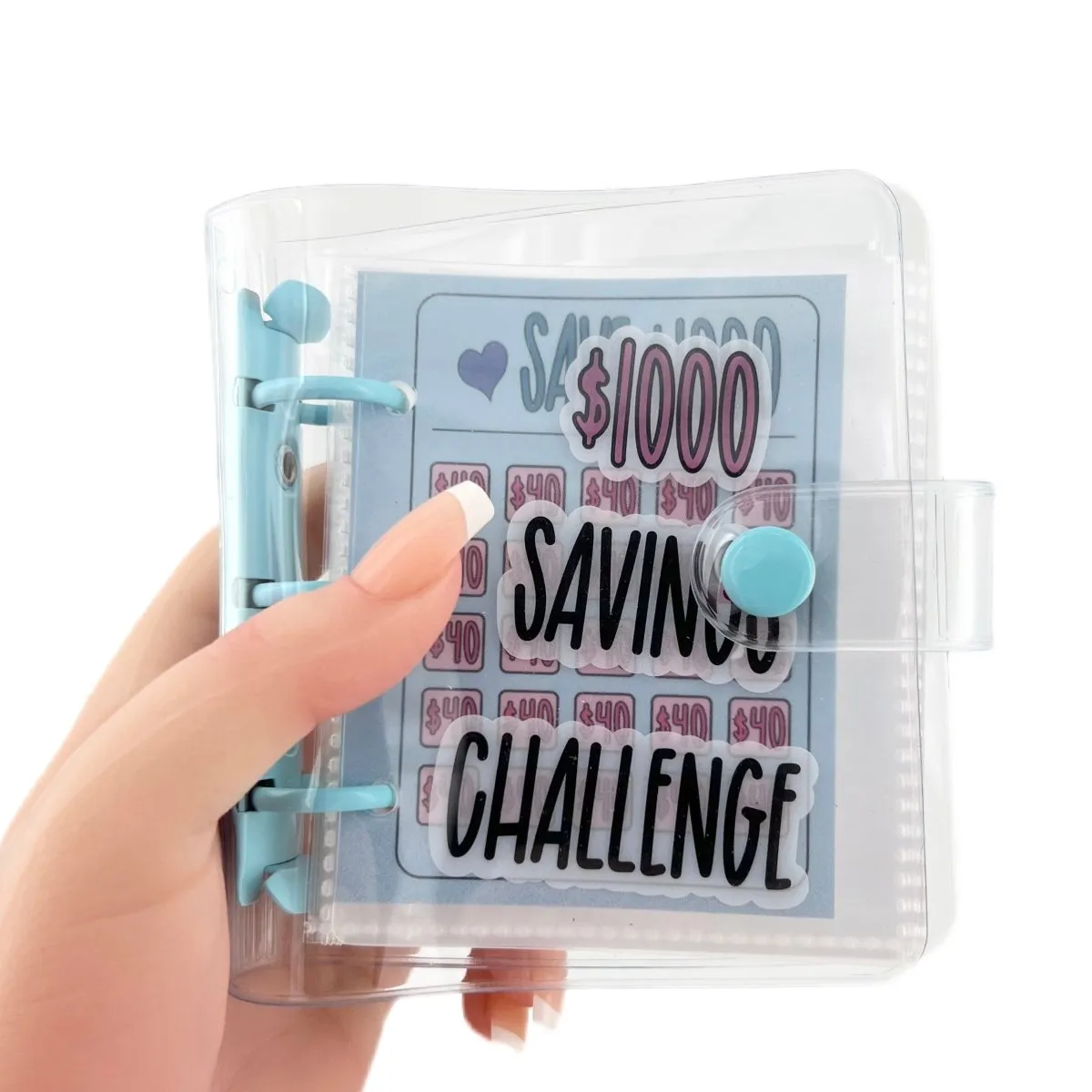 Saving Challenge Book $1000, 3 Ring Binder Clear Cover Money Saving Binder Book