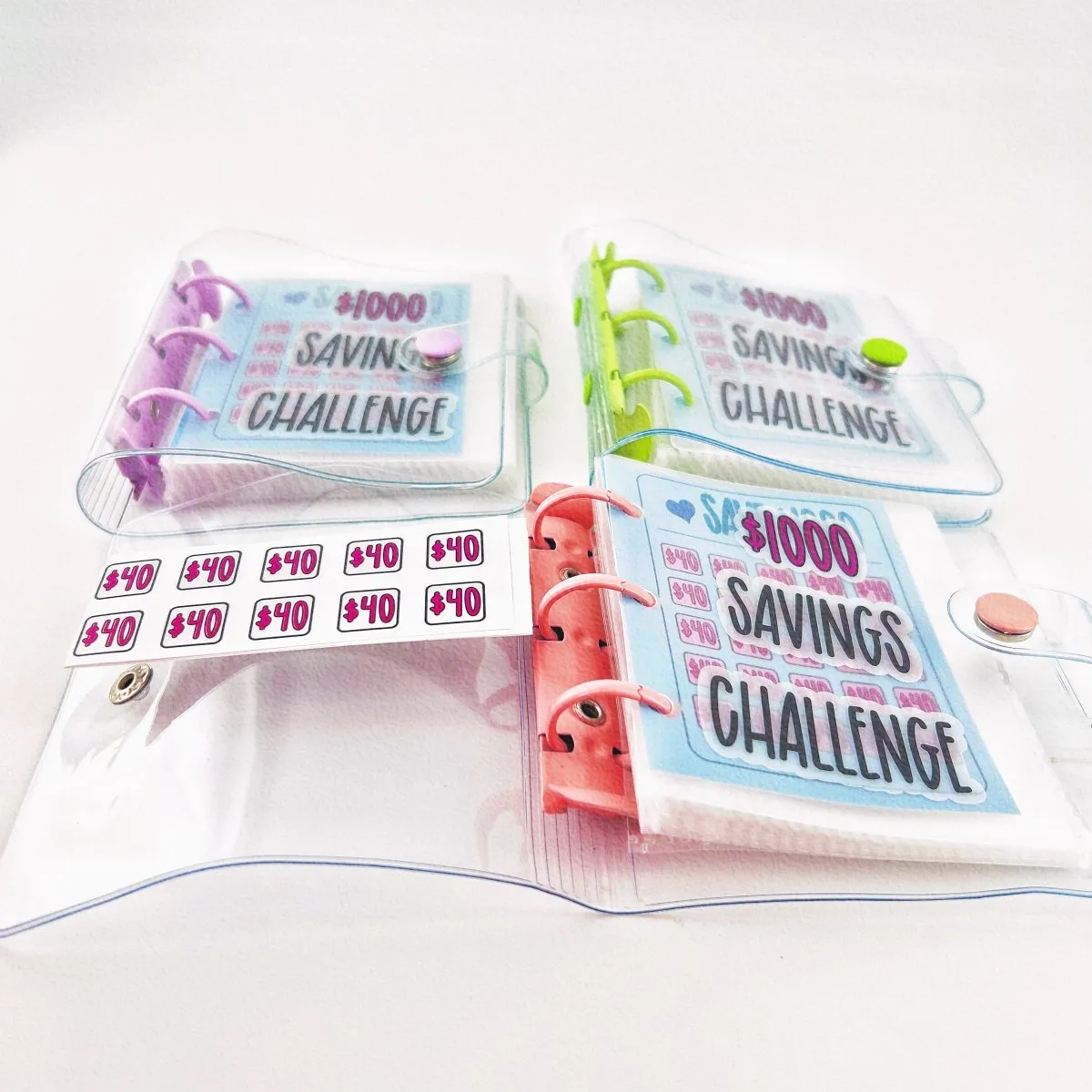 Saving Challenge Book $1000, 3 Ring Binder Clear Cover Money Saving Binder Book