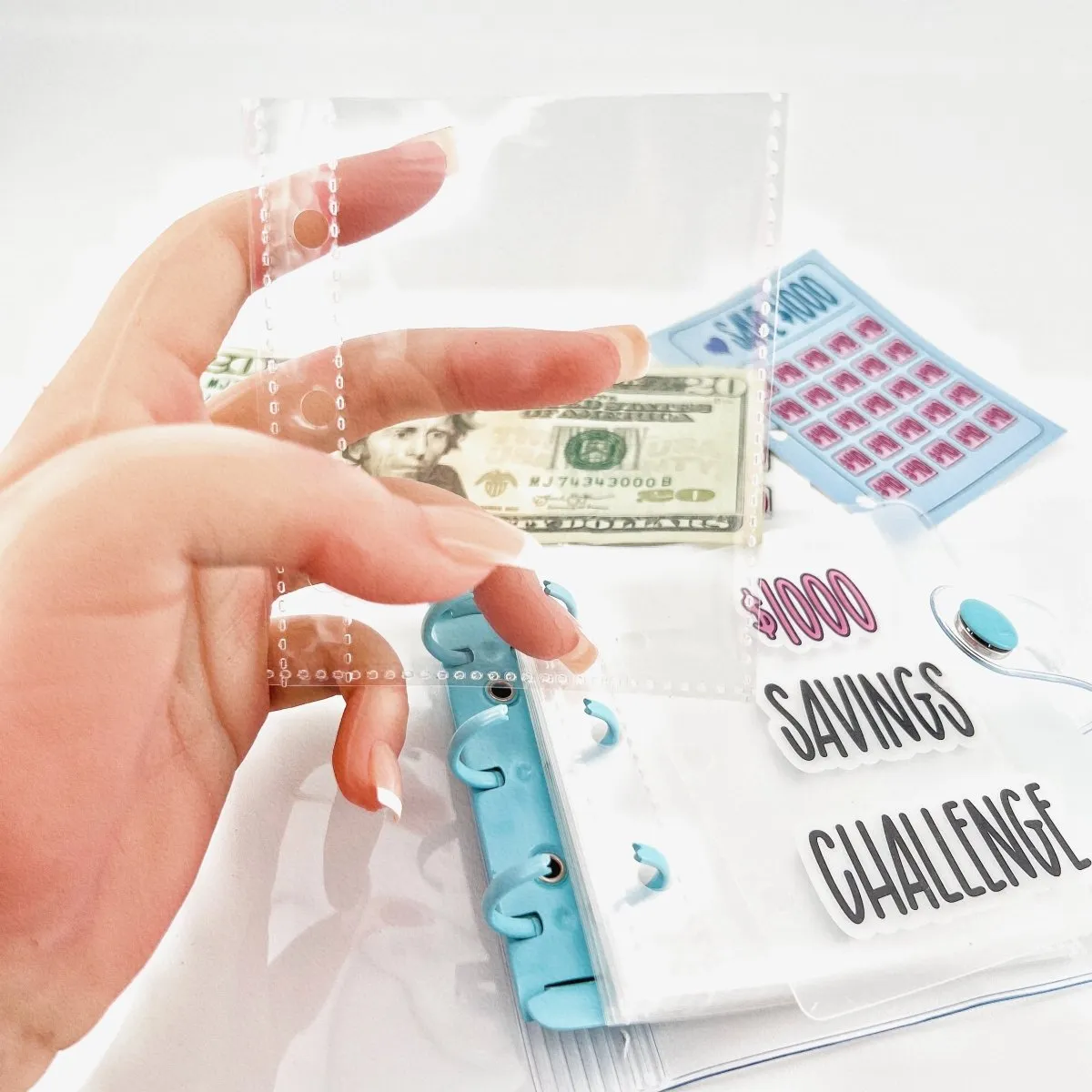 Saving Challenge Book $1000, 3 Ring Binder Clear Cover Money Saving Binder Book