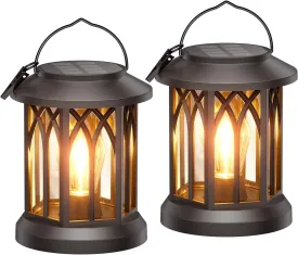 Solar Lanterns Outdoor Waterproof, Upgraded Bright Hanging Solar Lights for Outside,Solar Powered Lanterns Lighting LED for Garden Patio Yard Decorative 2 Pack (Warm Light)