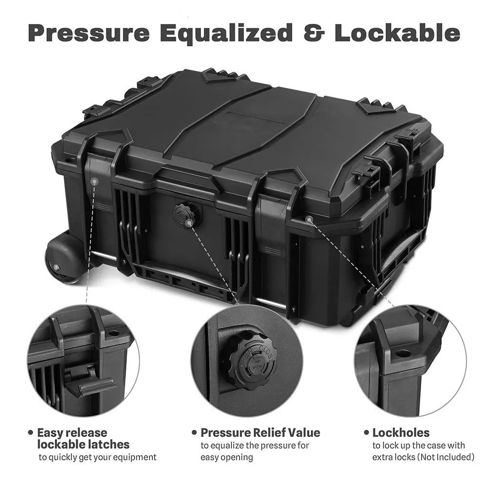 TheLAShop Waterproof Rolling DSLR Camera Case Backpack with Foam